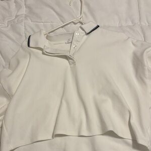Garage White Polo Collar Crop Top